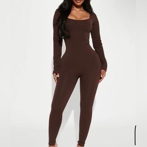 brown jumpsuit